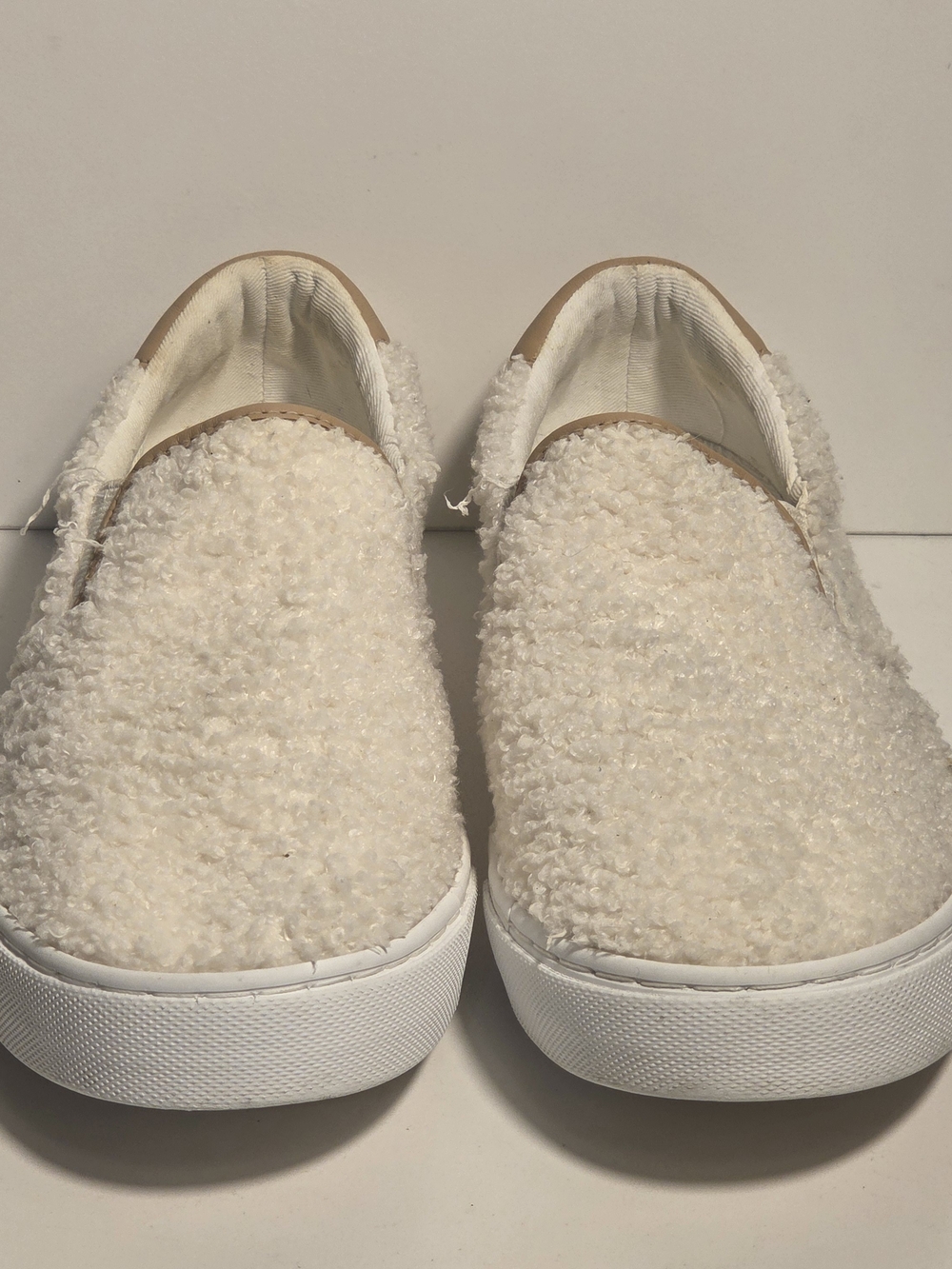 Nine West Cream Sherpa Slip-On Sneakers